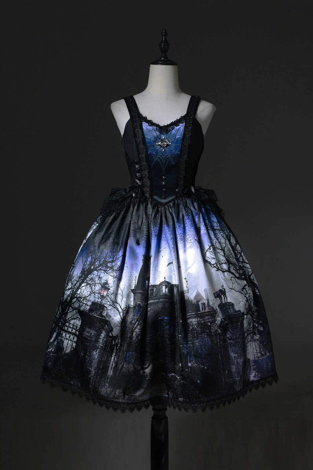 LilithHouse~Horror House~Gothic Lolita JSK with Spooky Castle Print (L M S XL XS) 42154:728968