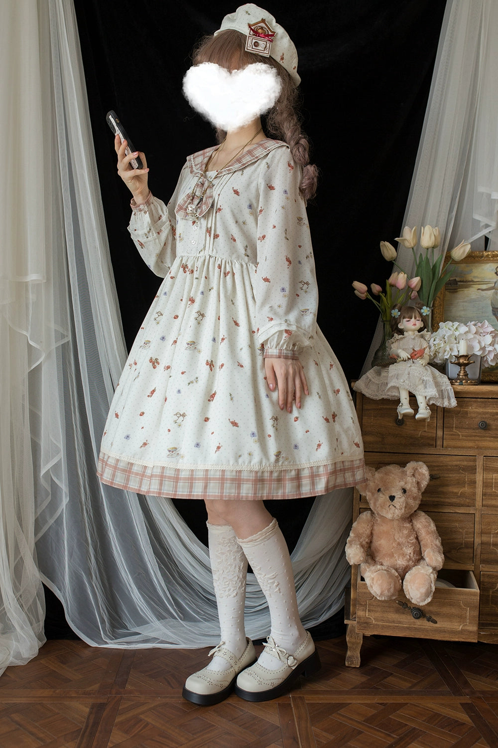 Miss Point~Sweet Lolita OP Cute Lolita Dress With Sailor Collar   