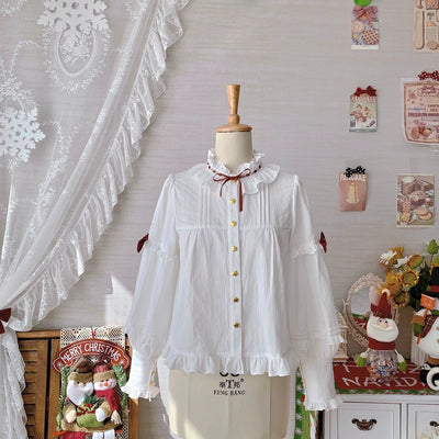 Frozen in time~Sweet Lolita Deer Print JSK for Christmas S star buttons blouse 