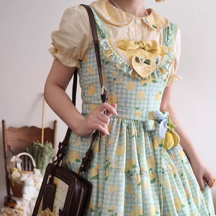 Miss Point~Lemon Chick~Country Lolita Accessories With Openwork Straw Hat 42983:760549