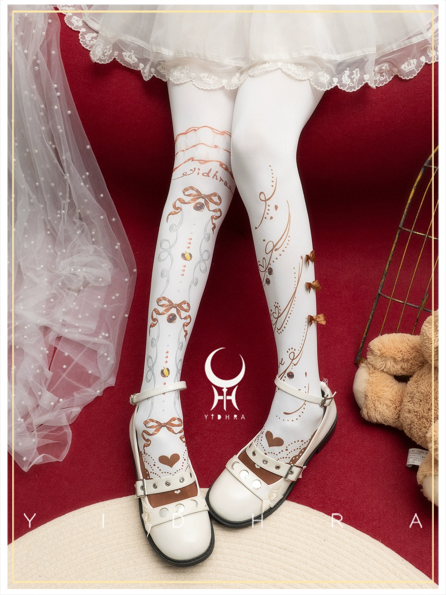 Yidhra - Frutomo - Sweet Lolita Printed Pantyhose Coffee