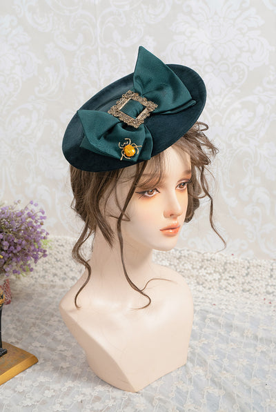 Neo Ludwig~Elegant Lolita Bow Flat Bonnet Handmade Multicolors free size green 