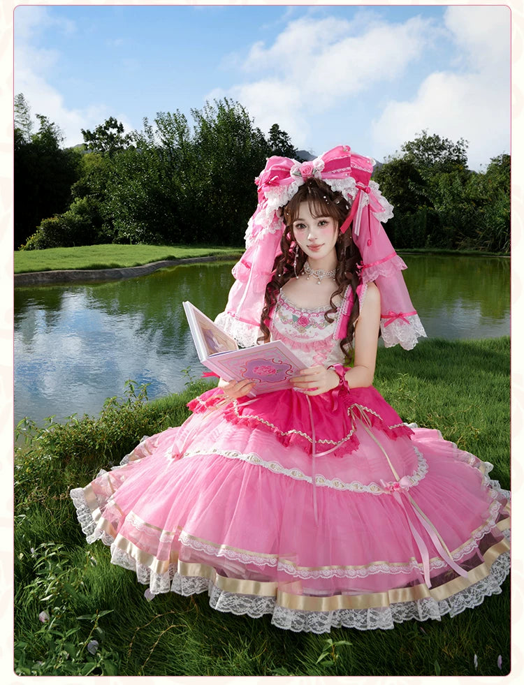 Jennifleur - IP Collab Sweet Lolita Hime Sleeve OP & Long JSK, Floral Accent 45882:866289