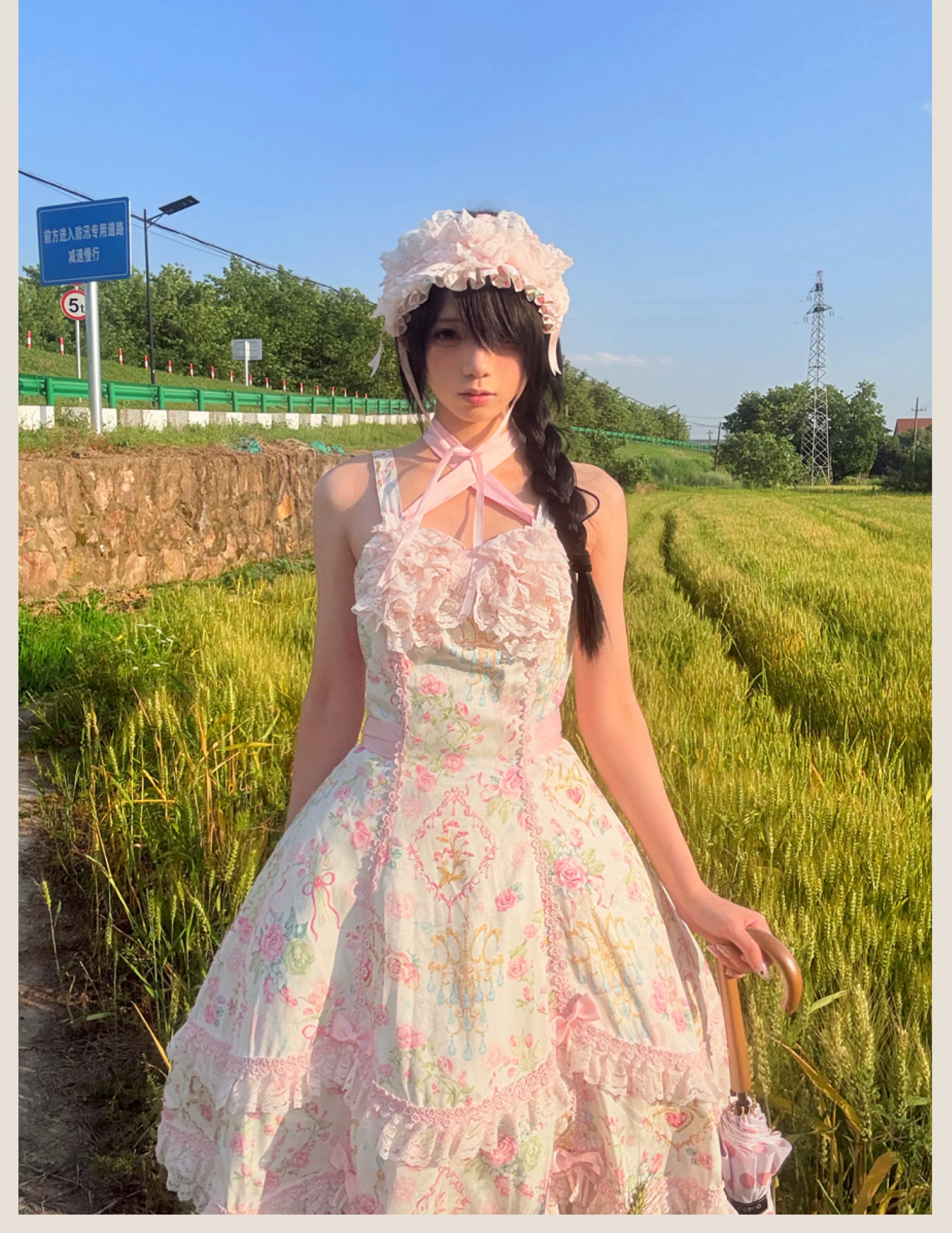 Spring 2025 - Floral Old School Lolita JSK Dress, Lace Trims