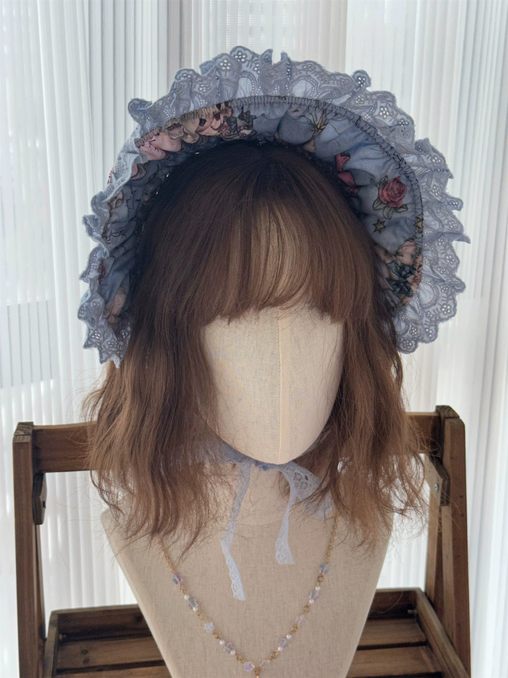 Babyblue~Vintage Lolita Bonnet Hair Band Kawaii Headdress 33578:429776