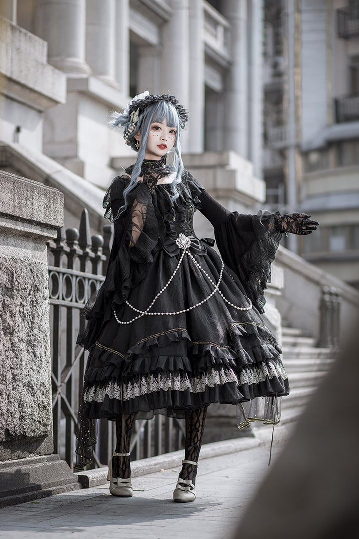 (Buyforme)Fairy Tales~Fate Quartet Bridal Lolita Gothic JSK Dress black (about 1-2 months to wait) L Full set