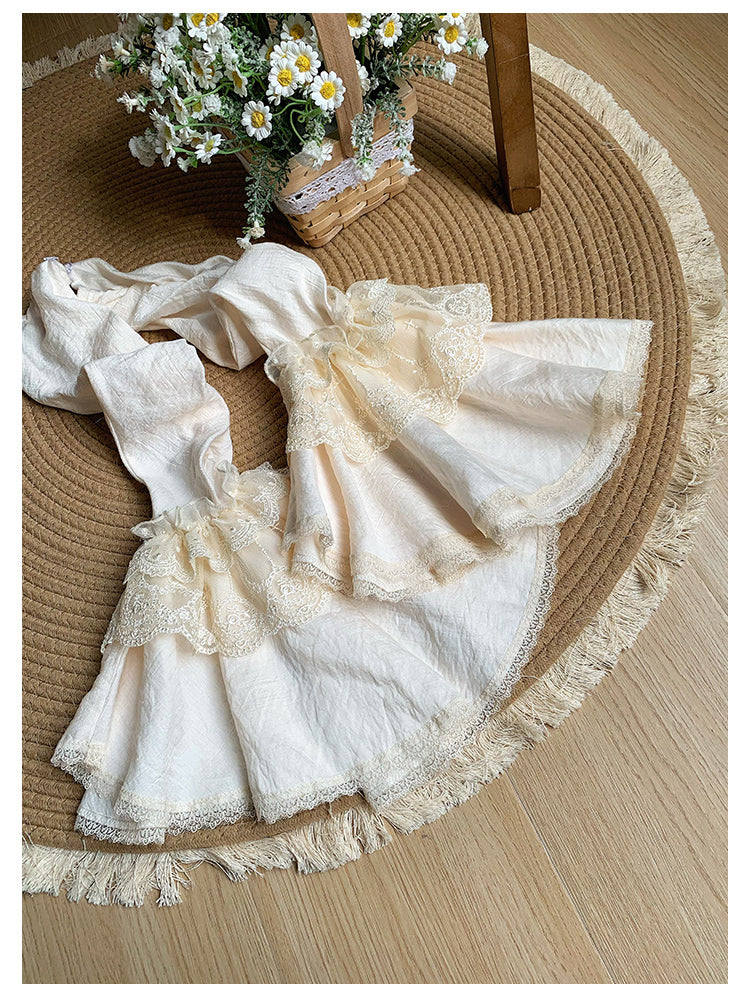 With PUJI~Anna~Classic Lolita Shirt with Lace Embroidery and Princess Sleeves Ivory detachable sleeves only S