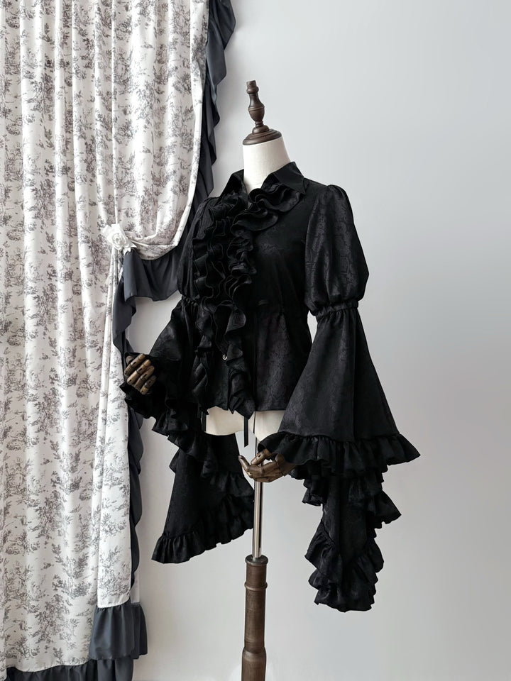 Muppet Mind Ben~Moon Stream~Vintage Lolita Blouse with Subtle Pattern and Hime Sleeve