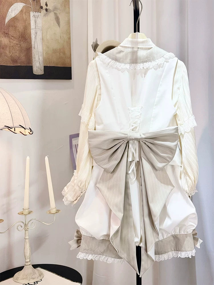Candy Shop - Ouji Lolita Vest Set, Ruffle Hem Bow Shorts 45061:832759