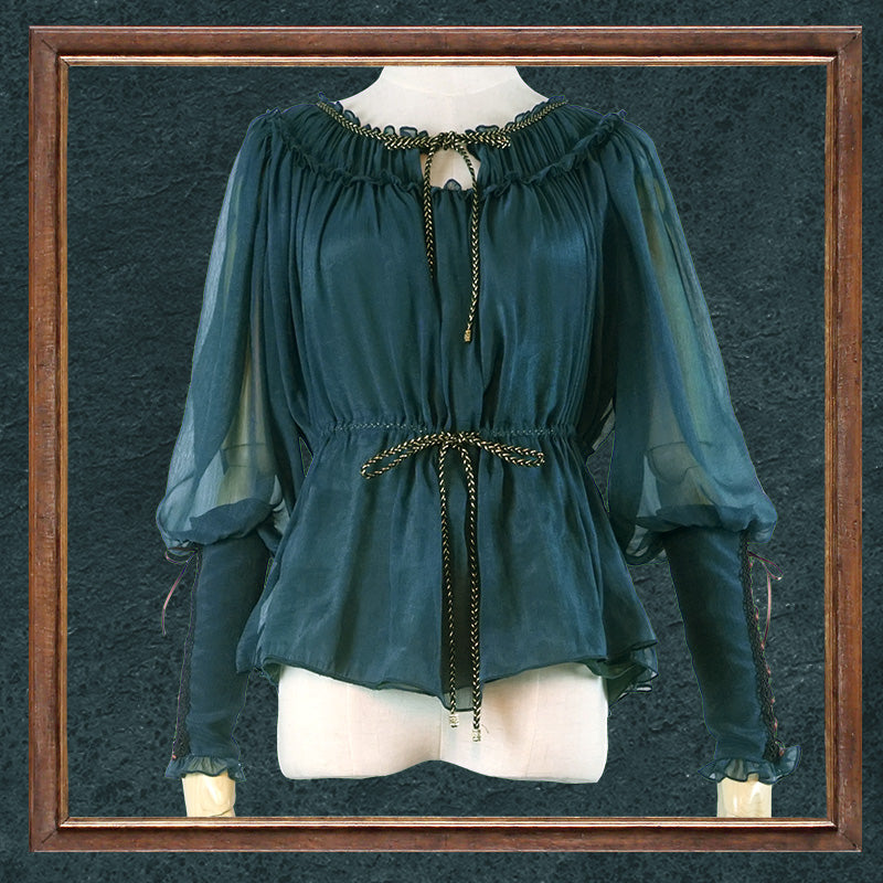 FunCcino - Ragnarok - Nordic Lamb Leg Sleeves Lolita Blouse S Green