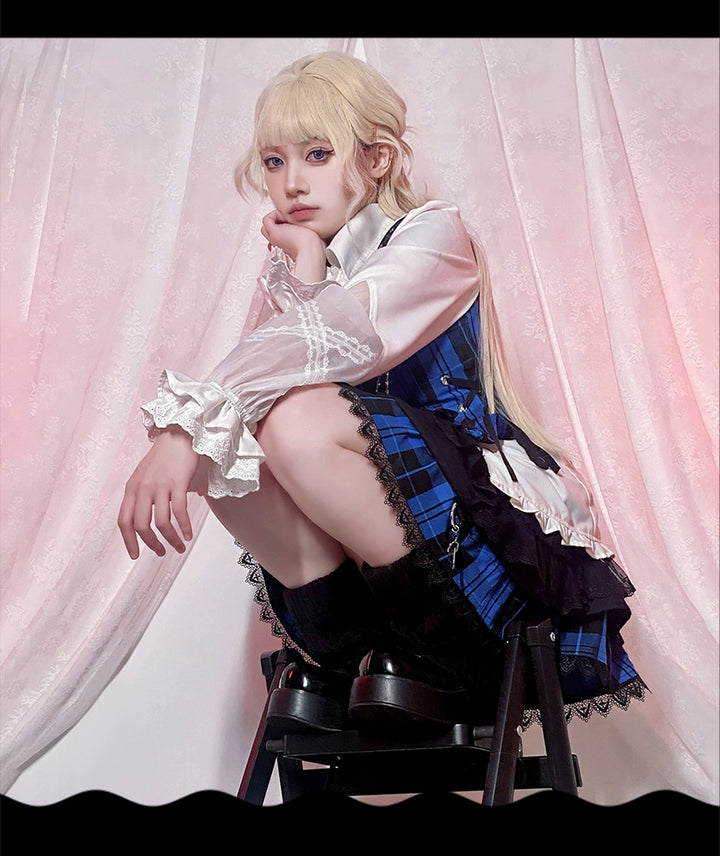 OCELOT~Kalila~Punk Lolita Dress Set Plaid Shorts Set   