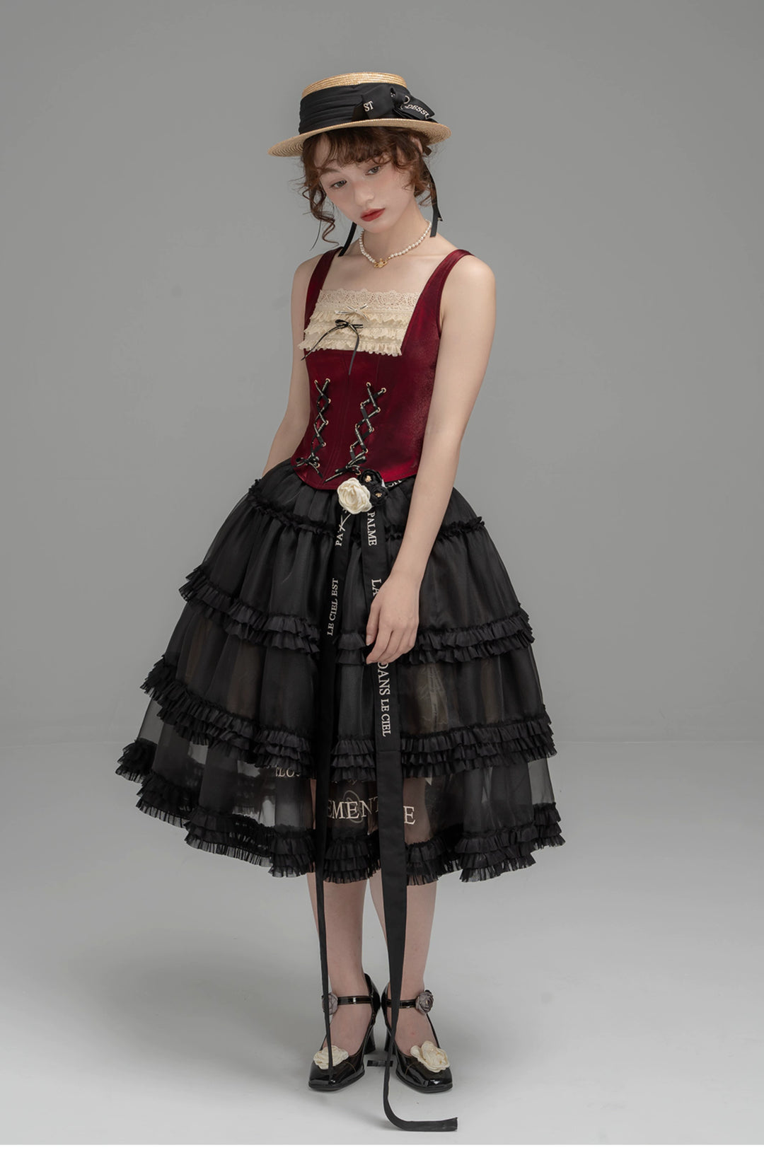 JS Lolita~Paris Holiday~Elegant Lolita Skirt Set French Lolita Corset Set   