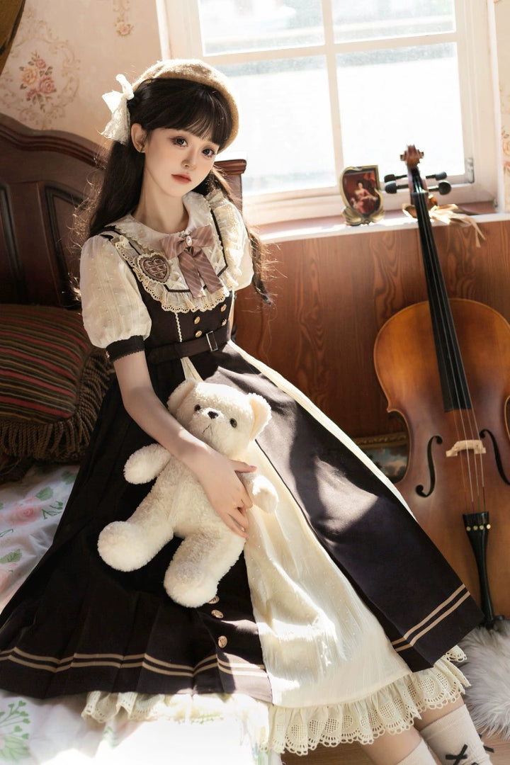 Letters from Unknown Star~Chocolate Workshop~Elegant Lolita OP Daily Short Sleeve Dress   