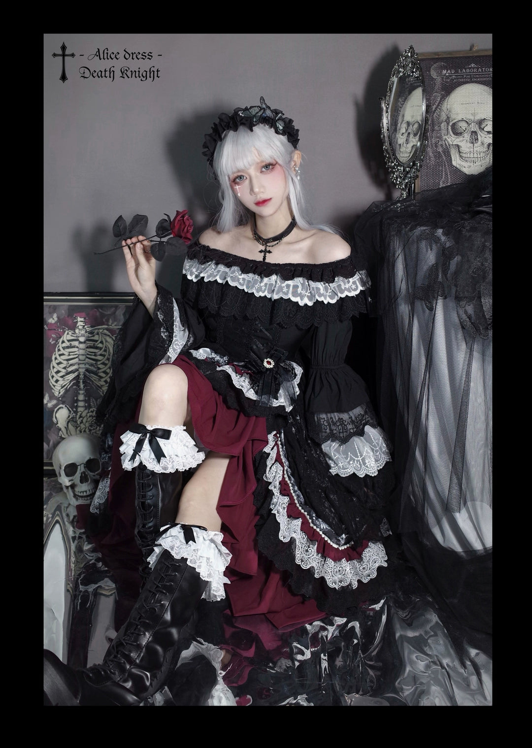 Alice in Wonderland~Undead Rider~Gothic Lolita OP Dress Winter Princess Sleeve Dress S OP dress 