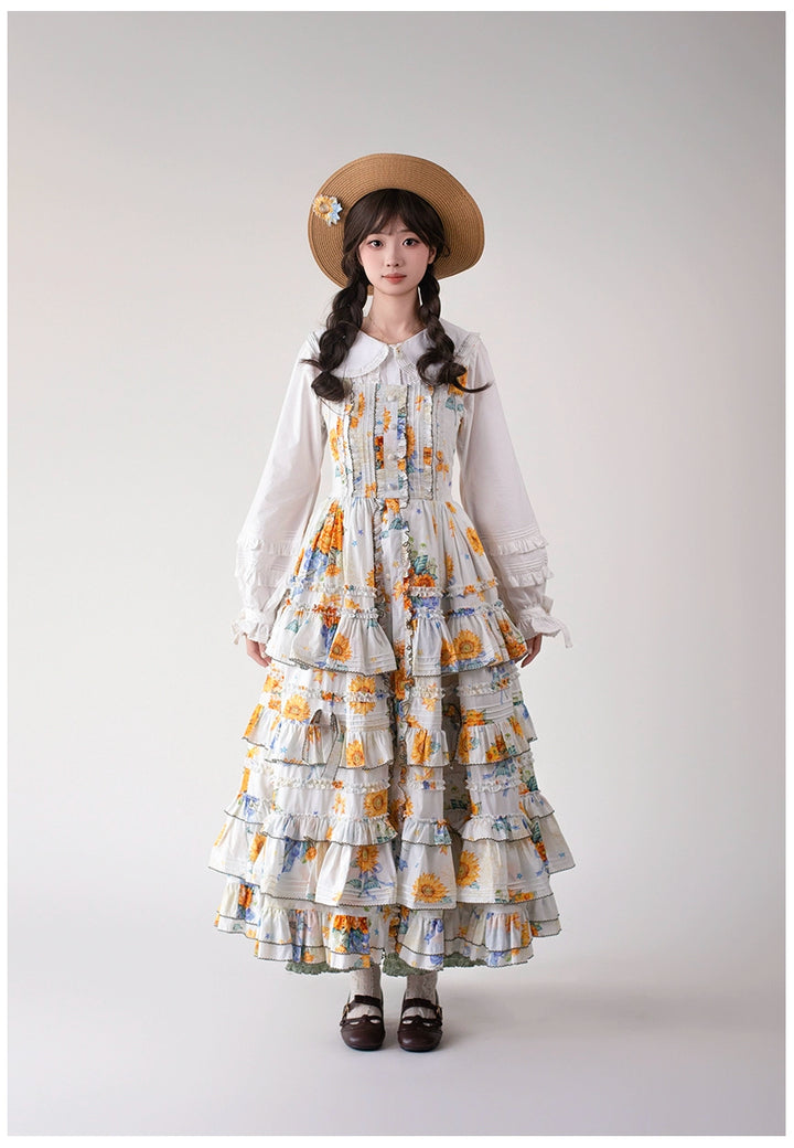 Mumu~Little Lilac~Country Lolita Cotton Jumper Dress Open-Front Lolita Dress 40612:668966