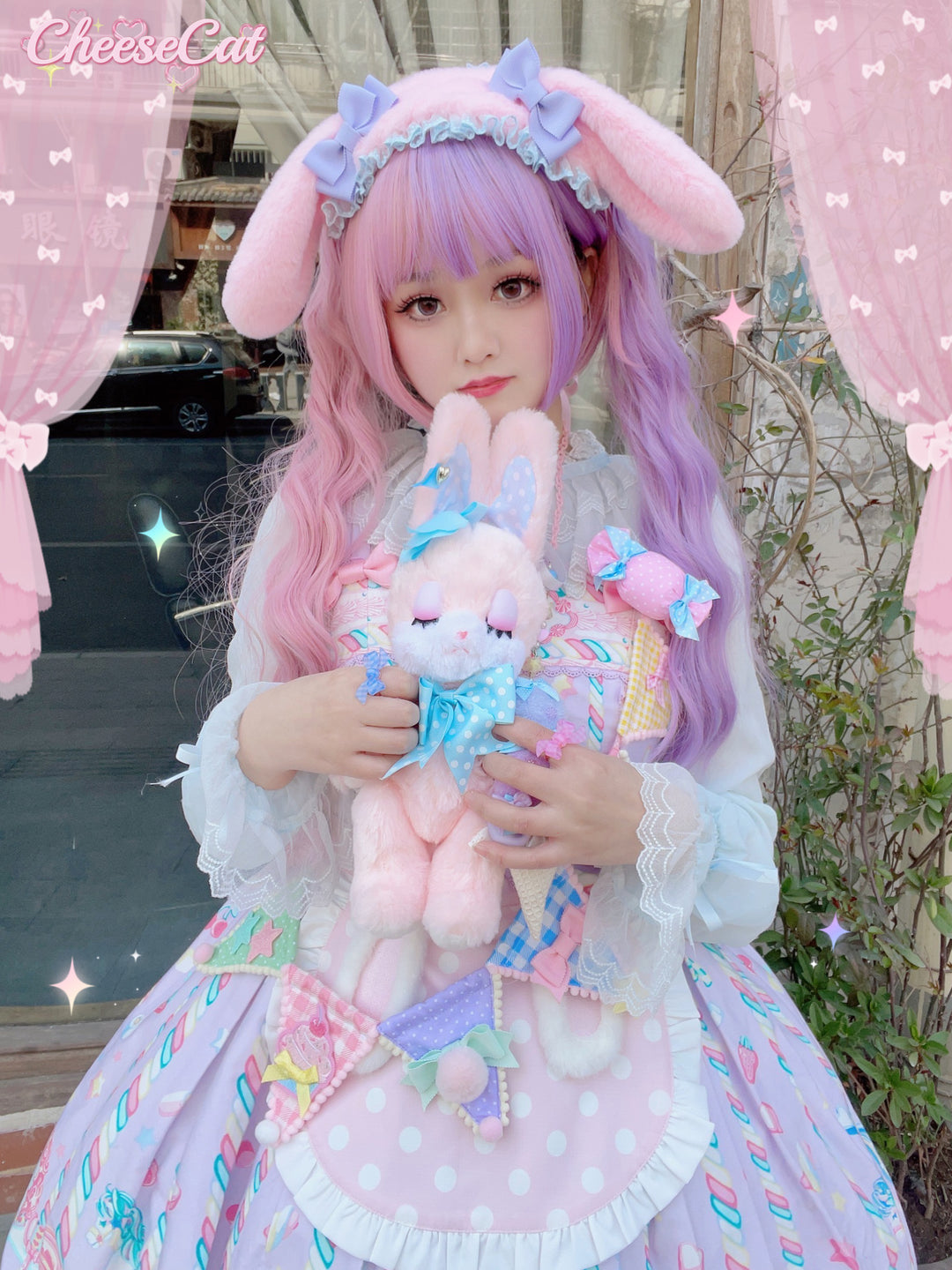 (Buyforme)Cheese Cat~Fluffy Lop-Eared Bunny Sweet Lolita Hairband   