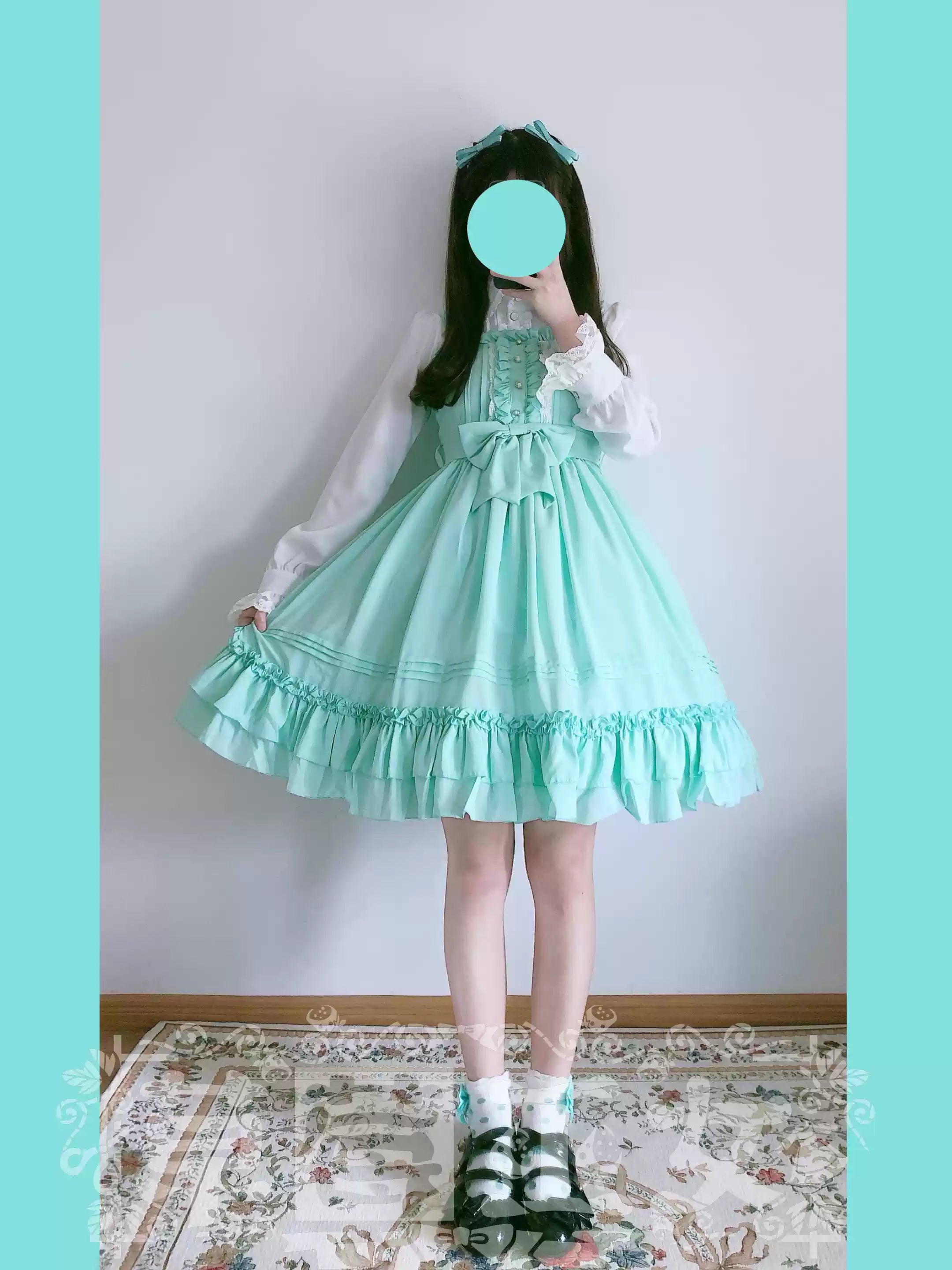 Strawberry Witch - Sweet Lolita JSK Multicolored Lolita Dress Water green S