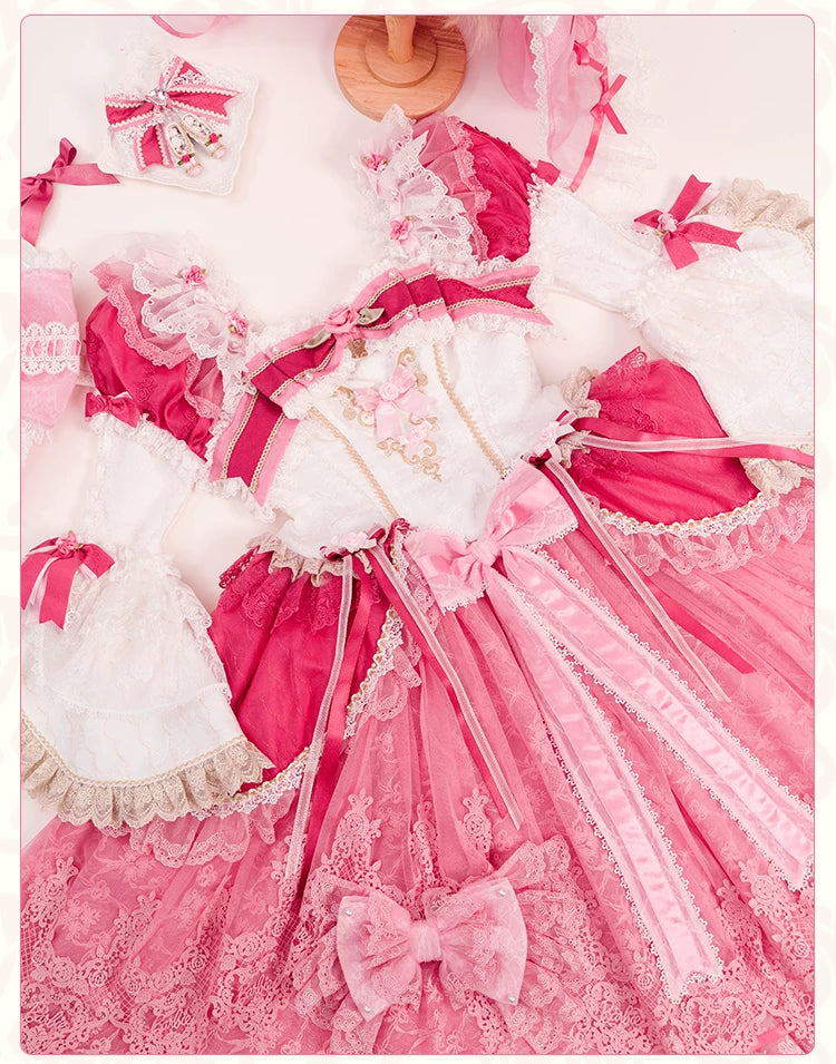 Jennifleur - IP Collab Sweet Lolita Hime Sleeve OP & Long JSK, Floral Accent 45882:866291