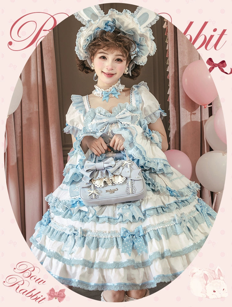 Mademoiselle Pearl~Bow Rabbit~Sweet Lolita Handbag With Bows & Pearls