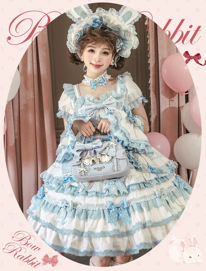 Mademoiselle Pearl~Bow Rabbit~Sweet Lolita Handbag With Bows & Pearls