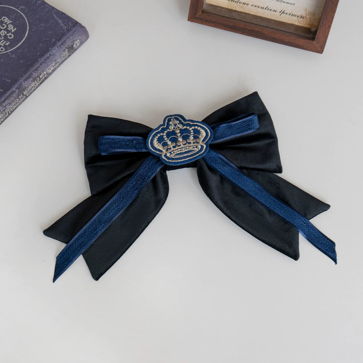 Heide Diary - Classic Lolita Blouse & JSK Dress Set, Blue Plaid Bow Brooch Only (one size/choose M) S