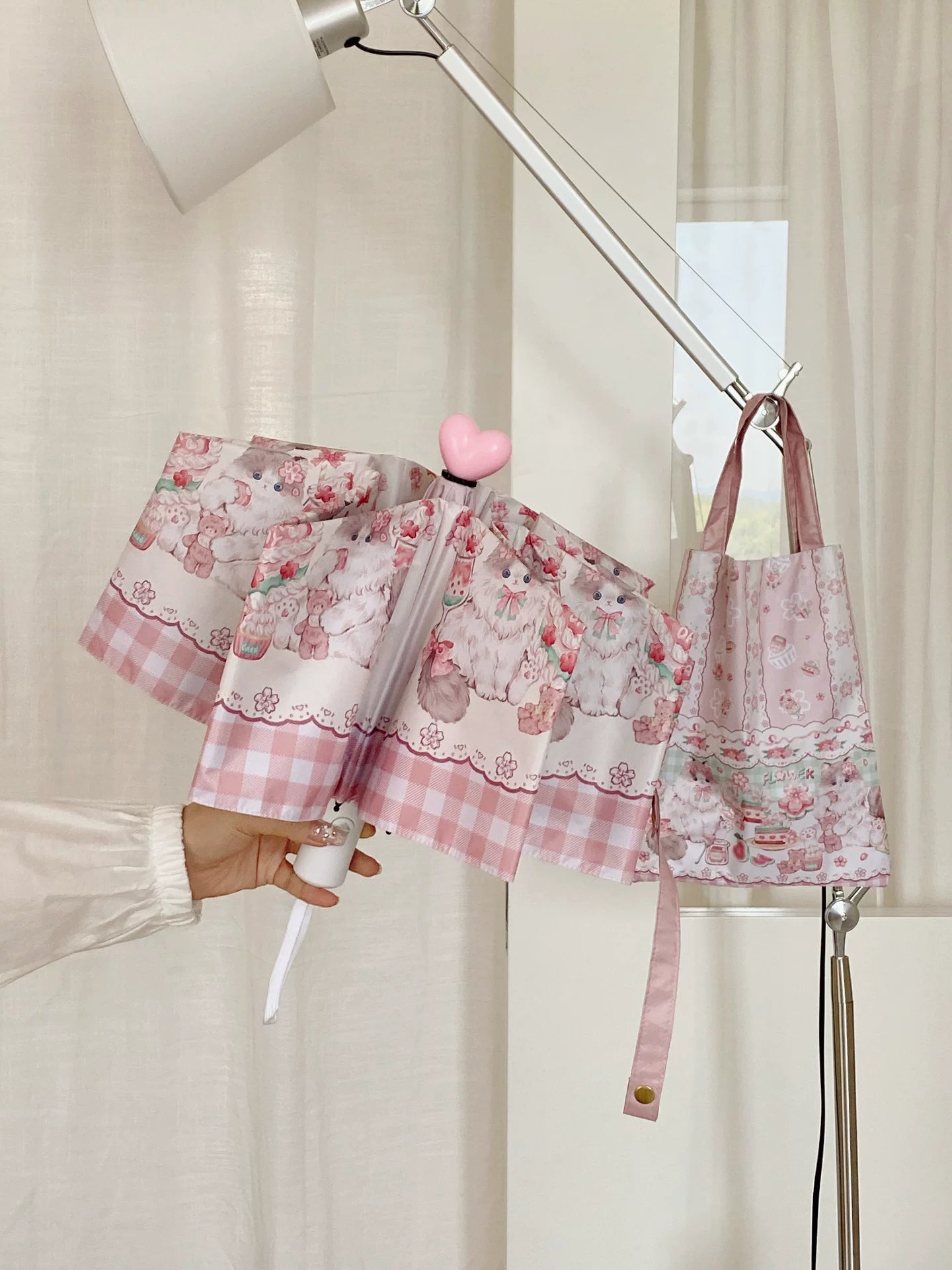 Foldable Printed UPF50+ Lolita Parasol with Black Coating 45587:853585