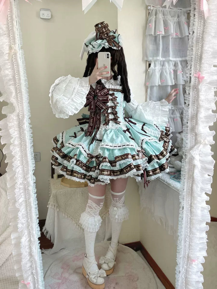 Palace Afternoon~Chocolate Lover~Elegant Lolita Dress Chocolate JSK Mint chocolate JSK XS 