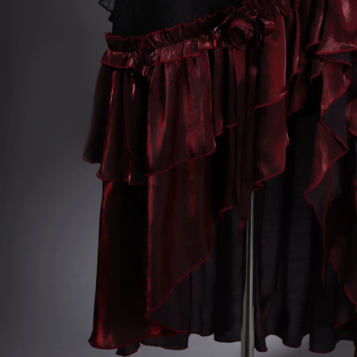 Bone Rot Bloom - Gothic Lolita Embroidered Camisole & Drawstring Lift-up Hem Skirt 45593:854828