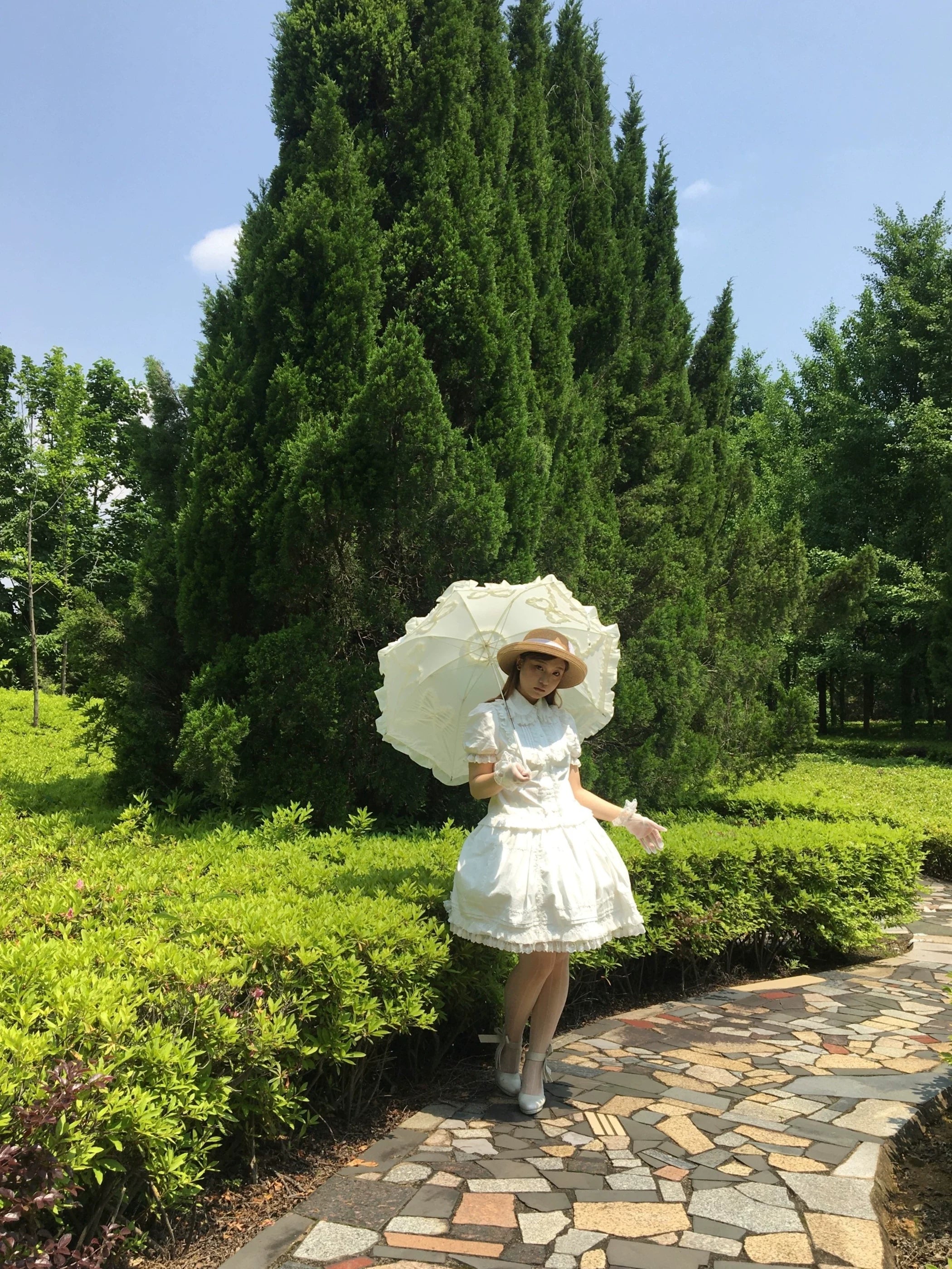 Sugar Heart Rose - Cotton Old School Lolita SK with Ruffled Hem