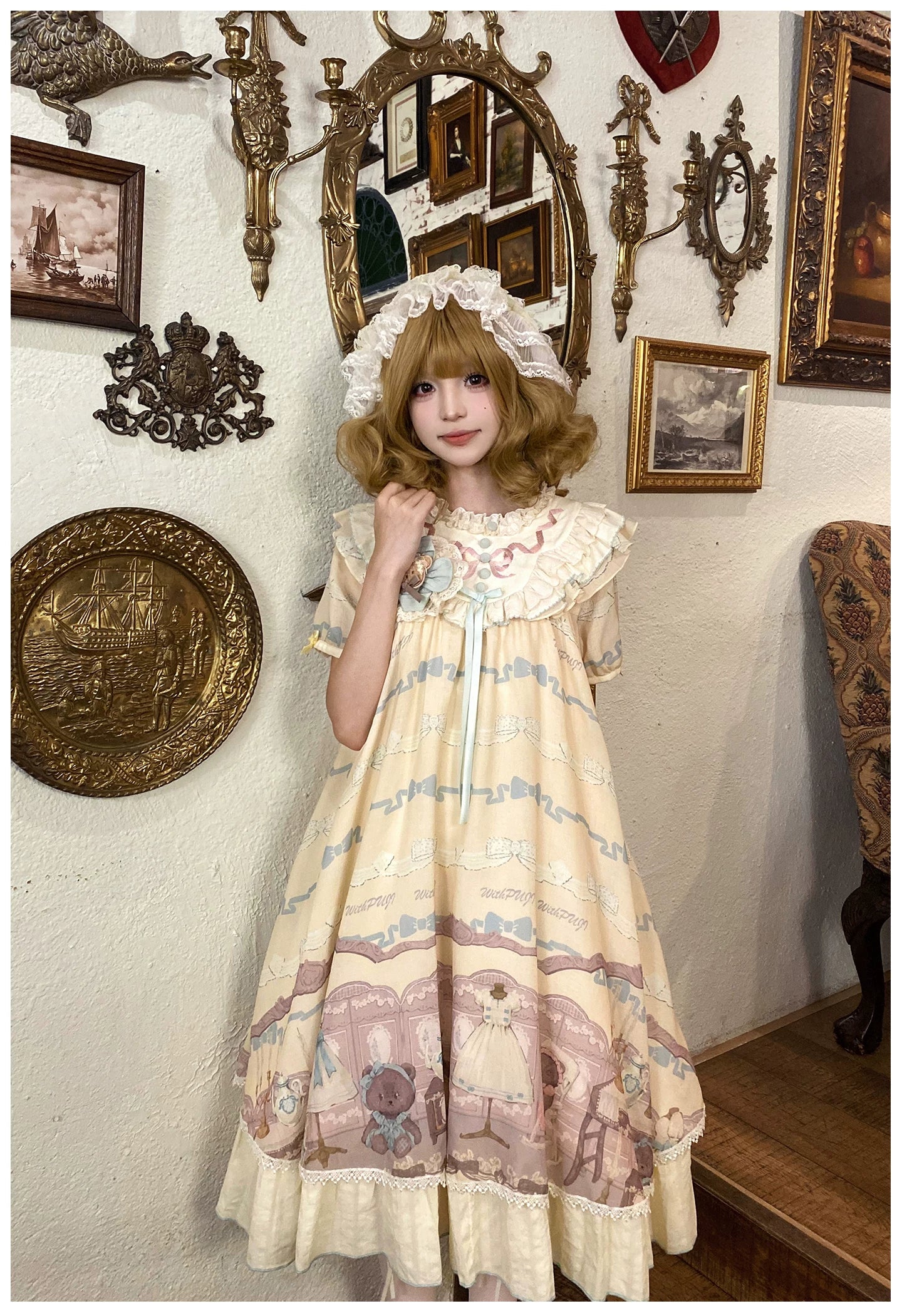 Brown Dollhouse SP - Kawaii Lolita Dollhouse Printed OP Dress with Embroidery 45551:855779