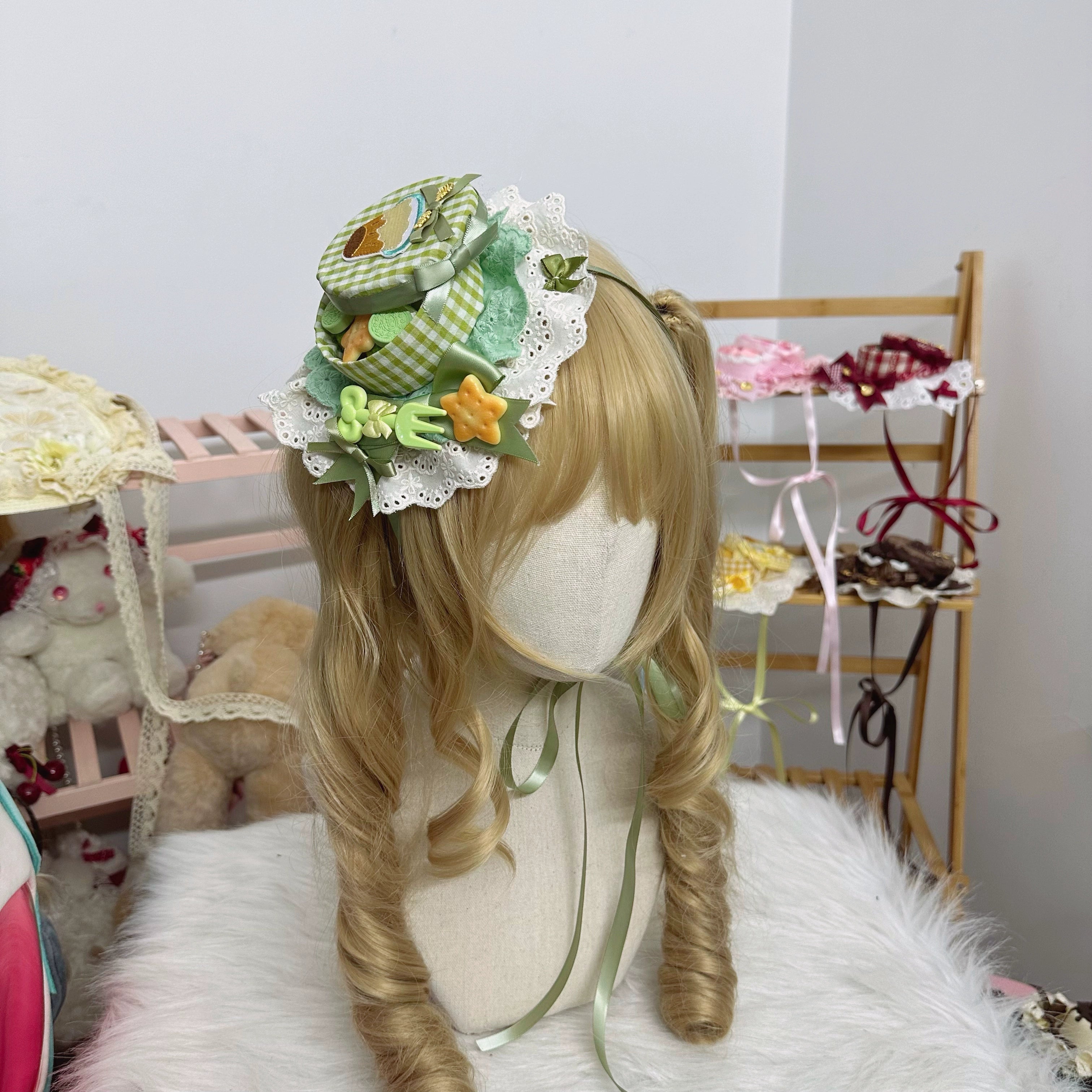 Chestnut Lolita - Sweet Lolita Candy Box Hat Handmade Lolita Top Hat Green