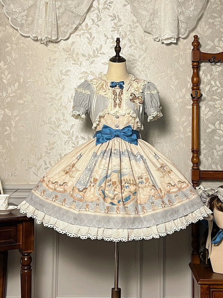 Alice Girl~Sea Salt Fairytale~Sweet Doll-like Lolita OP Animal Printed Lolita Dress (L M S XL XS) 40674:672824