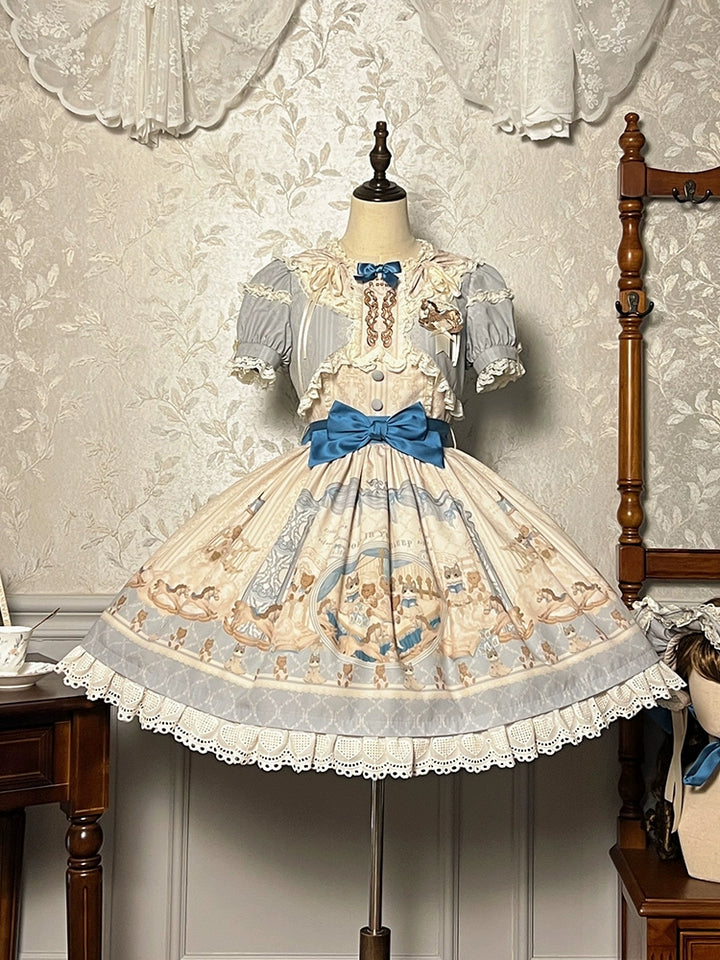 Alice Girl~Sea Salt Fairytale~Sweet Doll-like Lolita OP Animal Printed Lolita Dress (L M S XL XS) 40674:672824