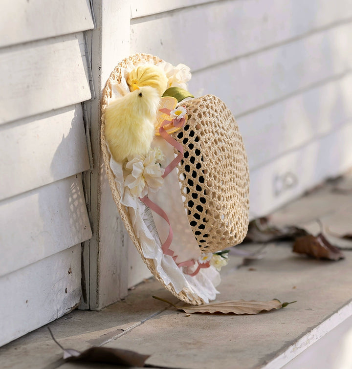 Miss Point~Lemon Chick~Country Lolita Accessories With Openwork Straw Hat 42983:760555