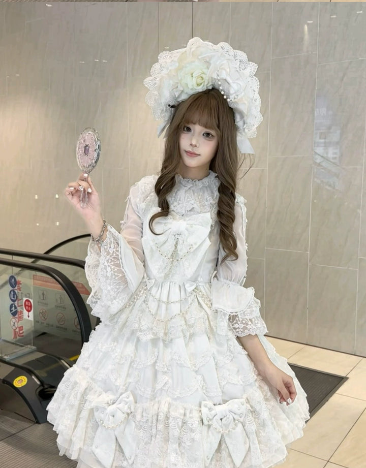 Mengfuzi~Dream Paradise~Chiffon Sweet Lolita Blouse With Half Princess Sleeves