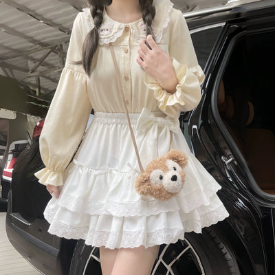 Sissy the shepherd~Small Cake~White Lolita A-Line Skirt Lace Cute Petticoat   