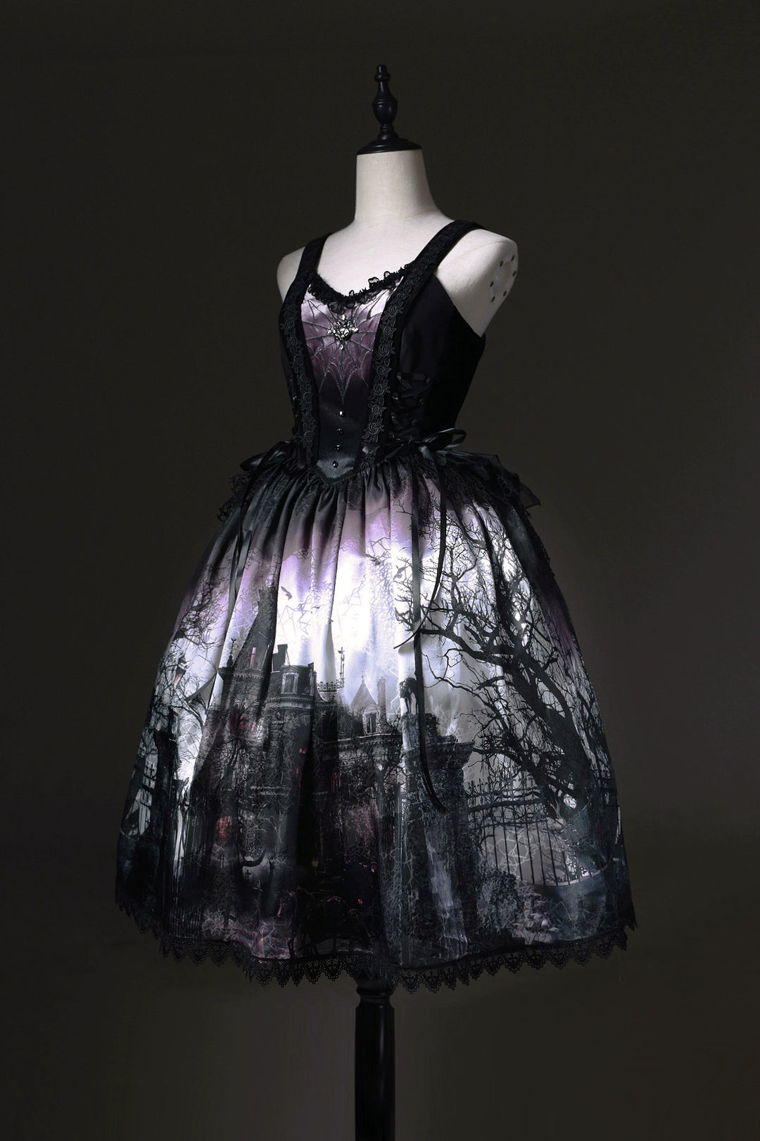 LilithHouse~Horror House~Gothic Lolita JSK with Spooky Castle Print 42154:728963