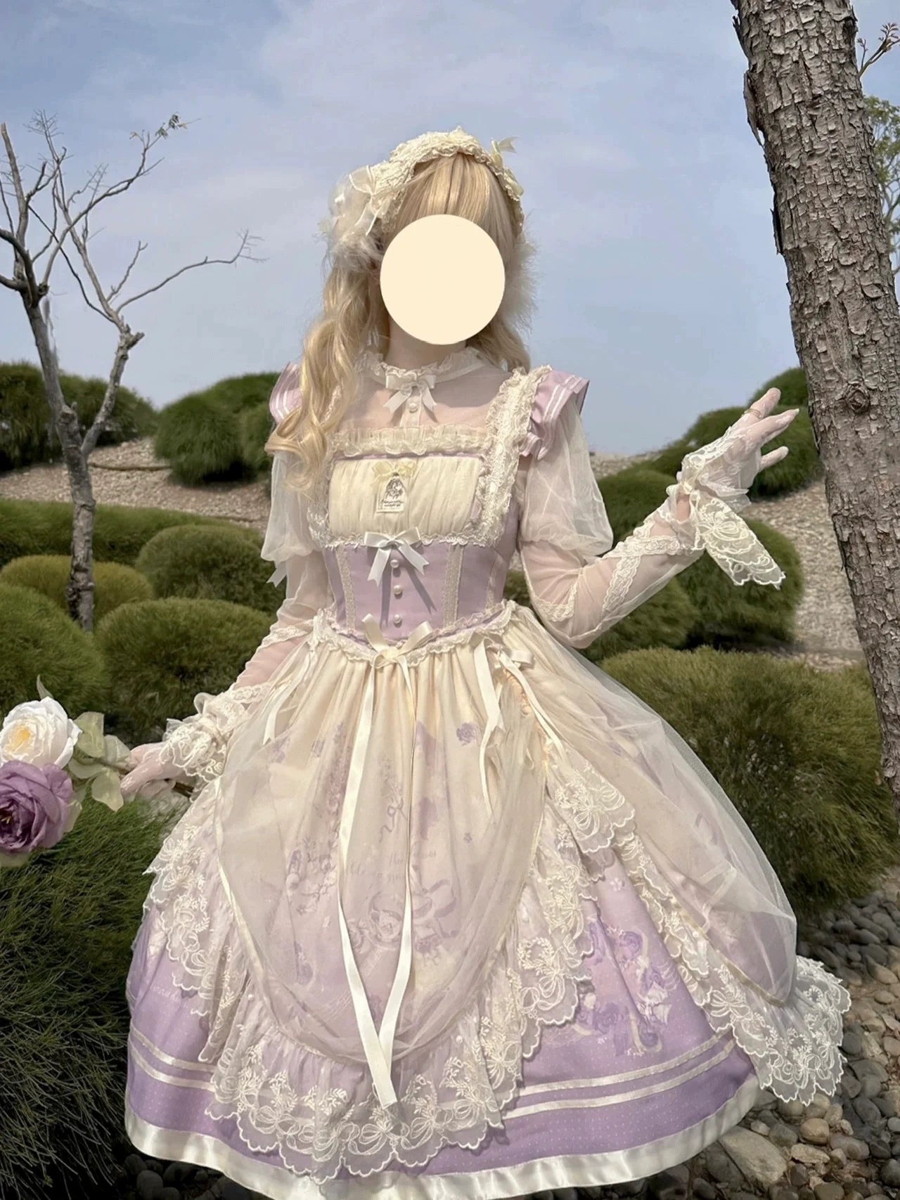 Dream Doll Lolita~Sweet Lolita JSK Dress Gradient Ballet Dress S Purple Ballet Bunny JSK + Headband 