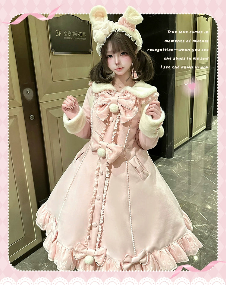 Mengfuzi - Nico Bunny - Winter Sweet Lolita Overcoat, Detachable Cape 44102:795408