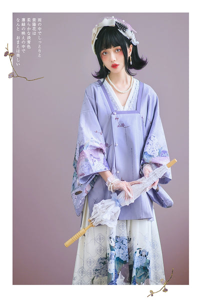 Cyan Lolita~Path~Wa Lolita Foral Print Coat Multicolors purple L 