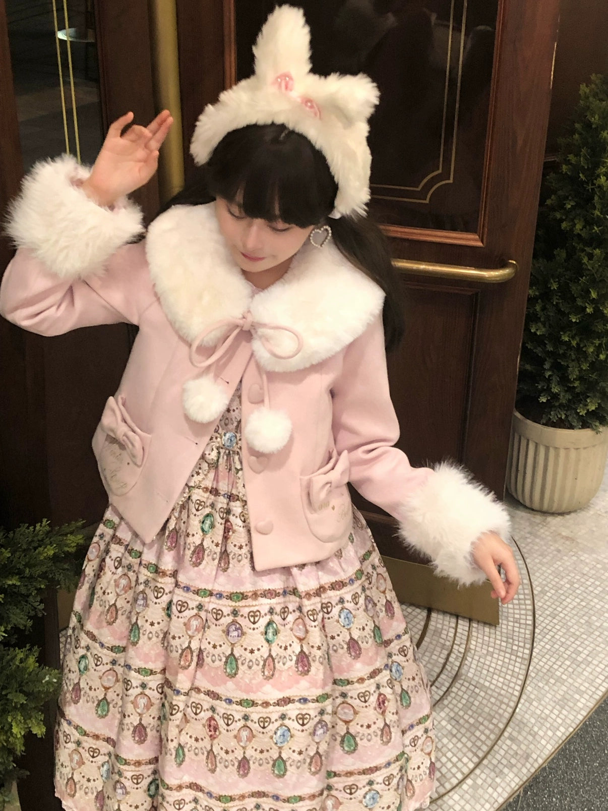 Sara Bell - Winter Story - Winter Kawaii Lolita Short Coat, Detachable Fur Collar 44068:794406