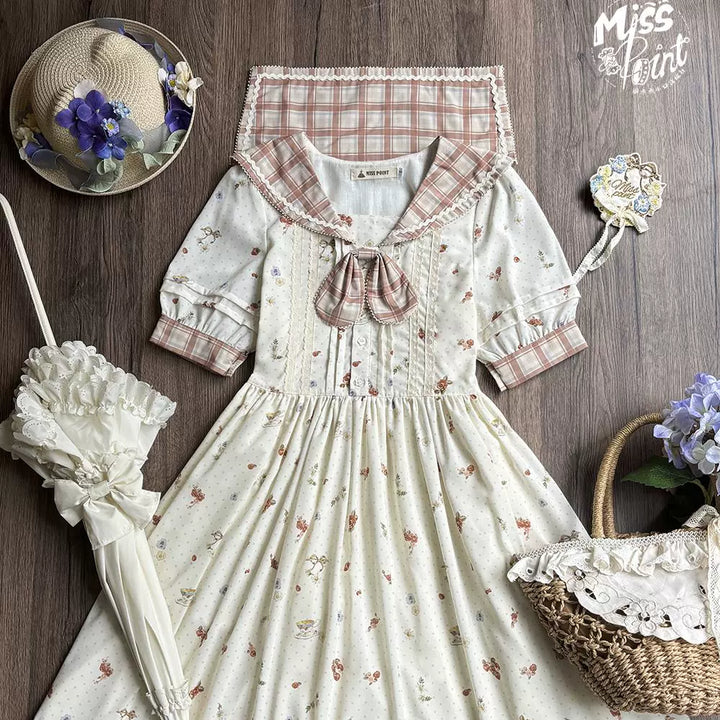 Miss Point~Sweet Lolita OP Cute Lolita Dress With Sailor Collar   