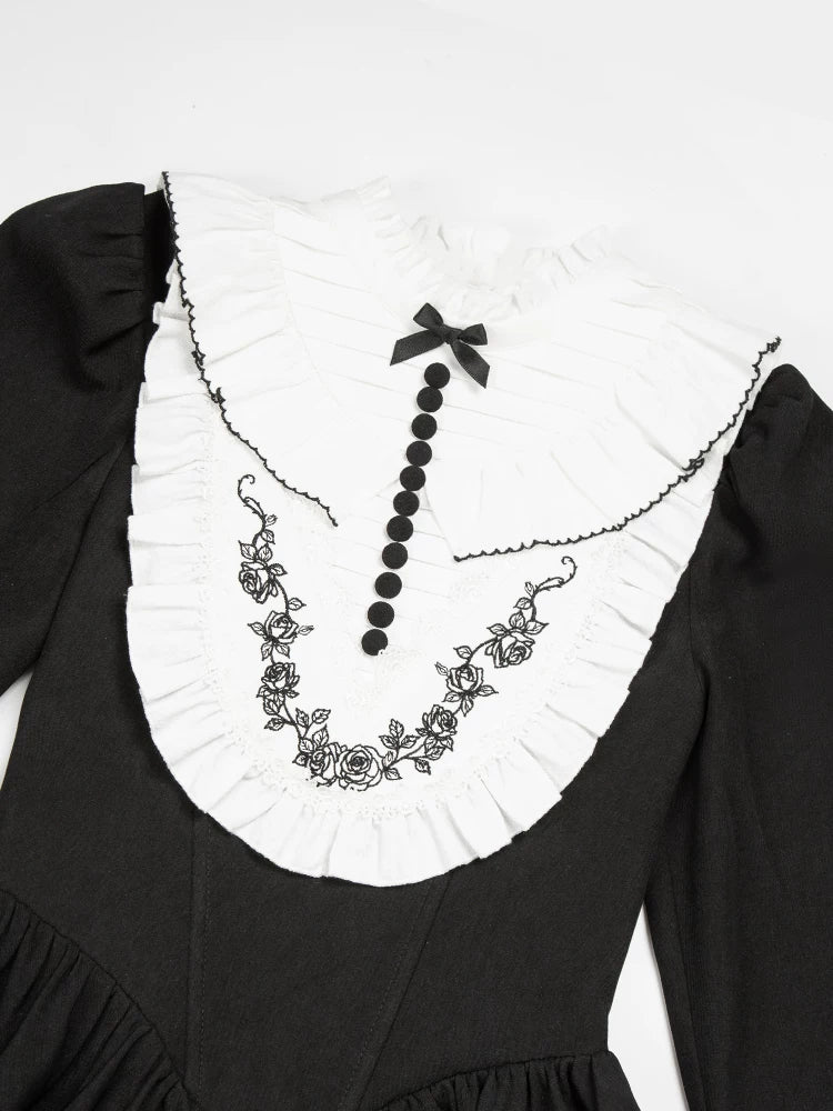 Audrey's Reply - Classic Lolita Square Neck OP, Detachable Embroidered Collar 44901:828426