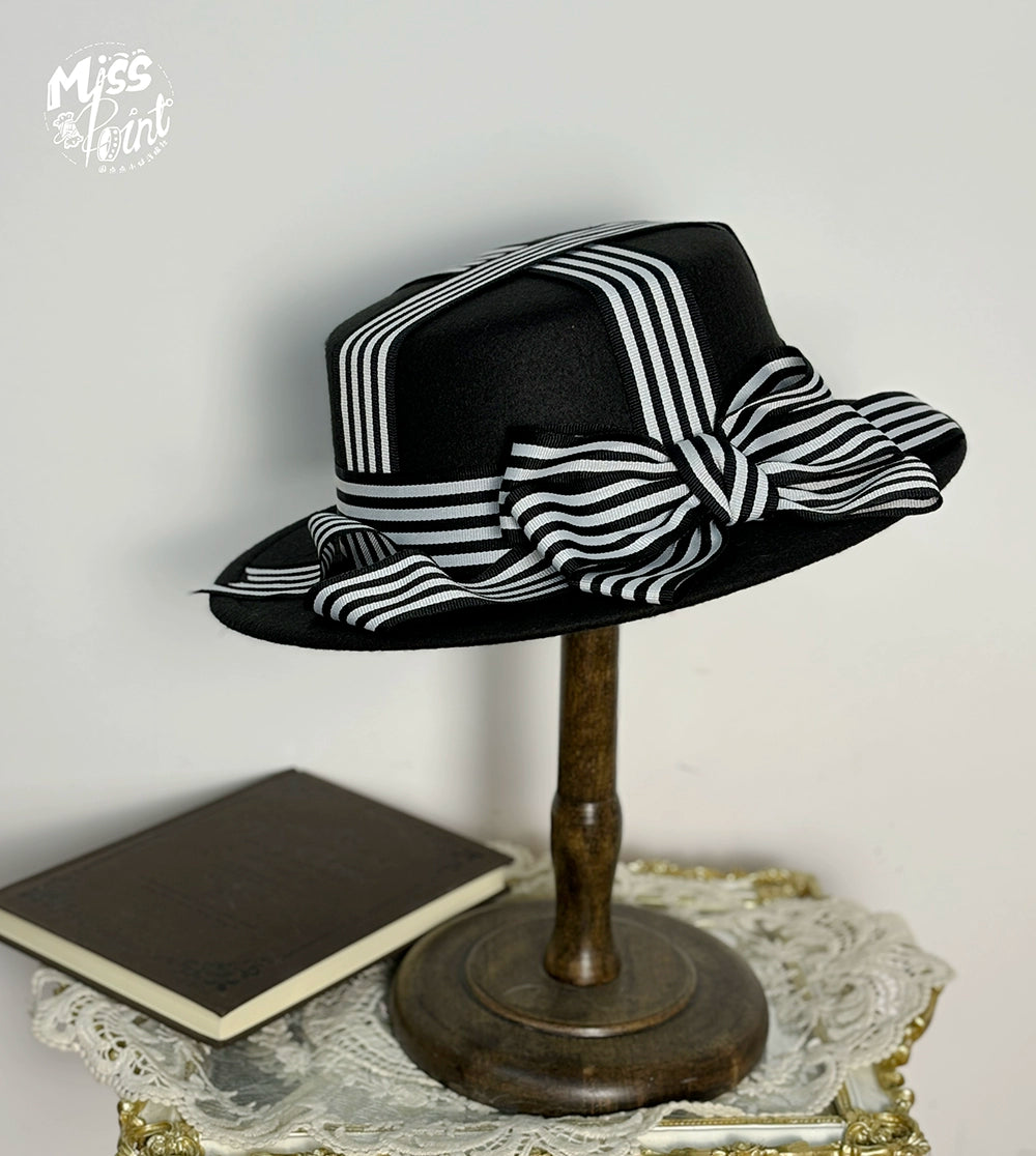 Miss Point - Classical Chocolate - Classic Lolita Accessory Bowler Hat BNT Beret Jabot 40816:677436