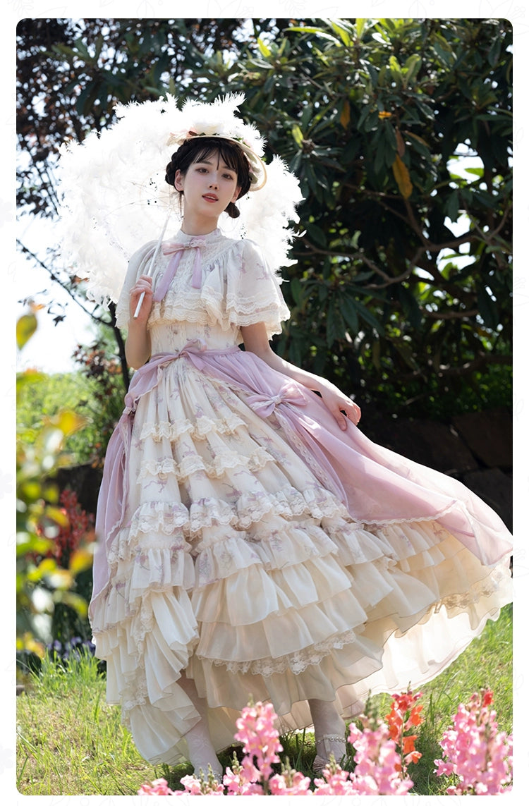 With PUJI~Nanke~Classic Lolita OP Dress Outfit with Edwardian Collar 41366:692984