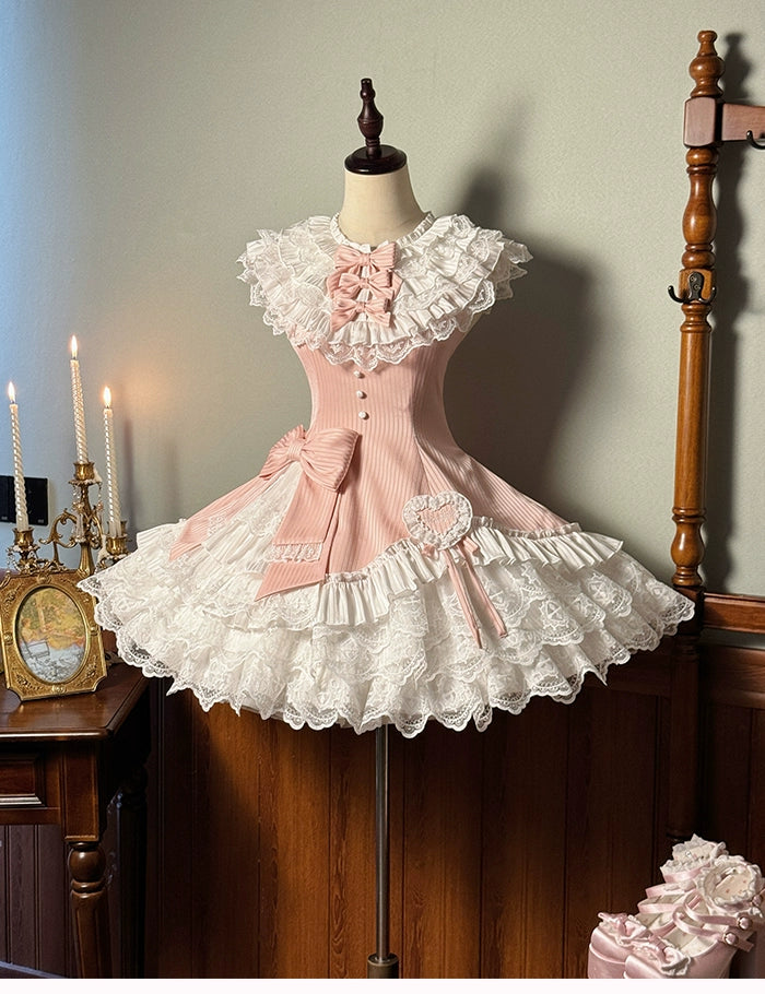 Alice Girl~Arrogant Miss~Sweet Lolita Jumper Dress with Tiered Lace Dress 41484:699492