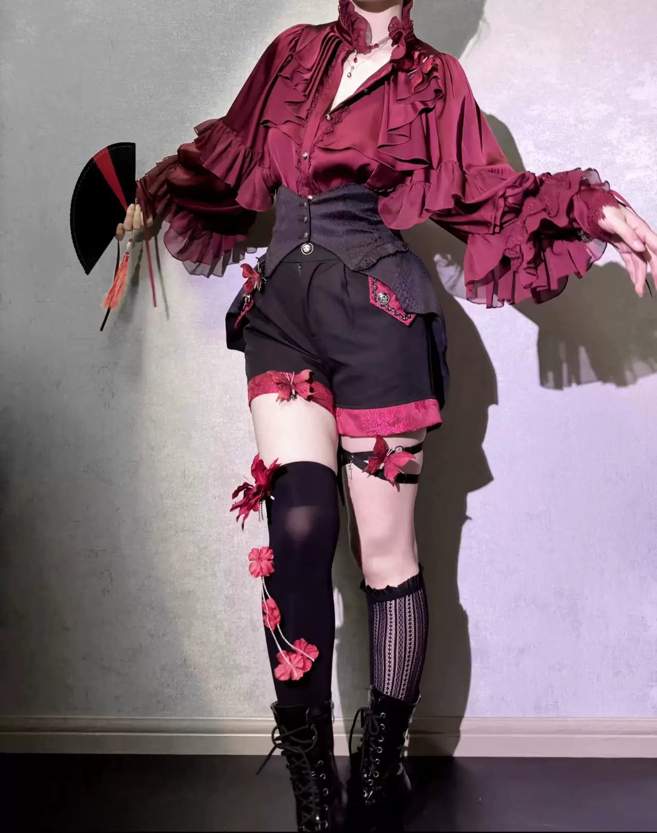 Blue Moon Bone Erosion - Gothic Lolita Waist Cincher, Bat Wing Hem 44453:809582