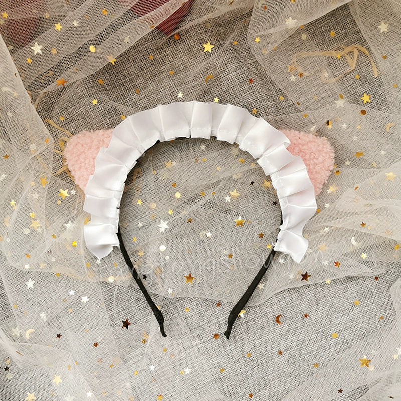 Handmade Sugar Time~Maid Lolita Cat Ear KC Kawaii Hairband   