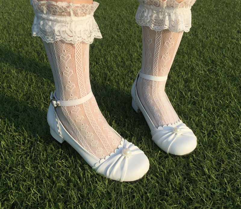 Sosic~Shell Dew~Sweet Lolita Bow  Round Toe Shoes   