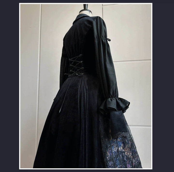 SUSIN~Night Traveler~Classic and Elegant Gothic Dress with Colorful Window Prints